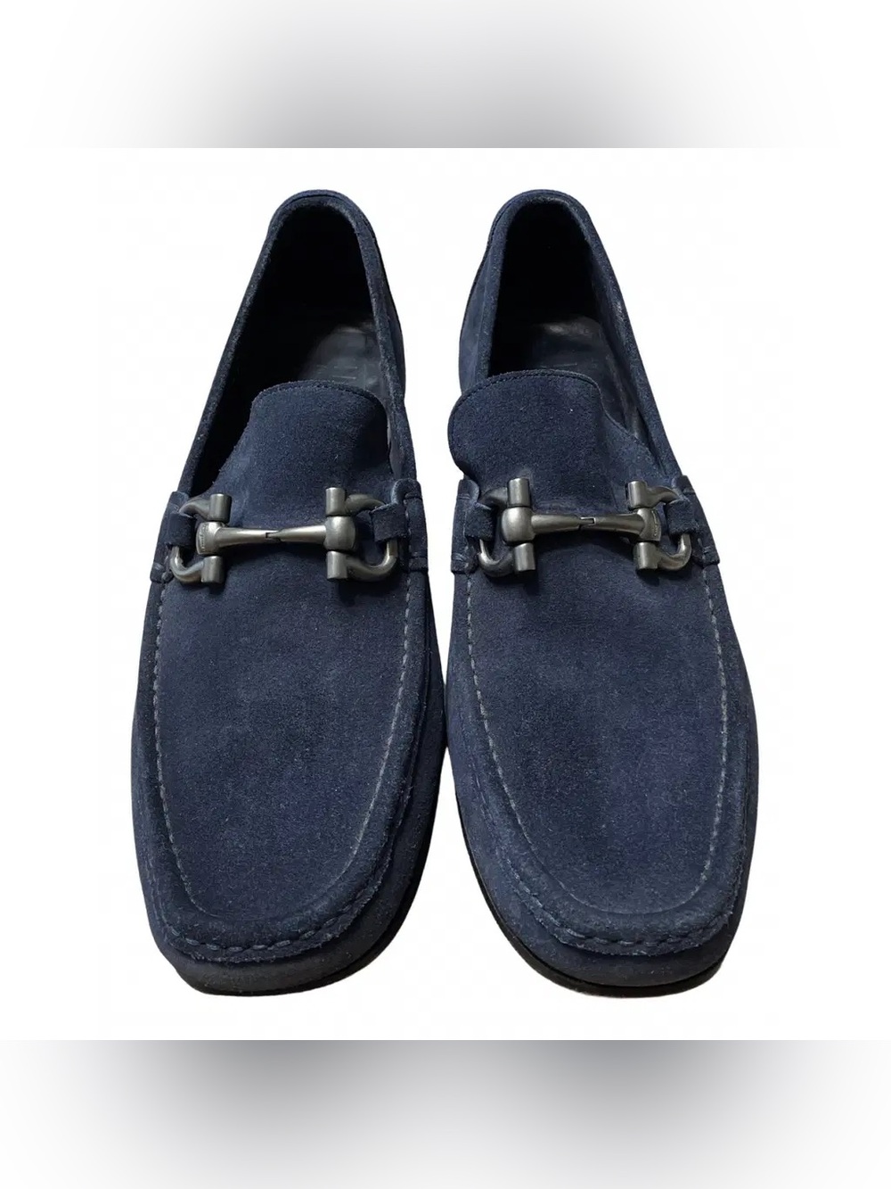 Salvatore Ferragamo Blue Ink Suede Giordano flats
